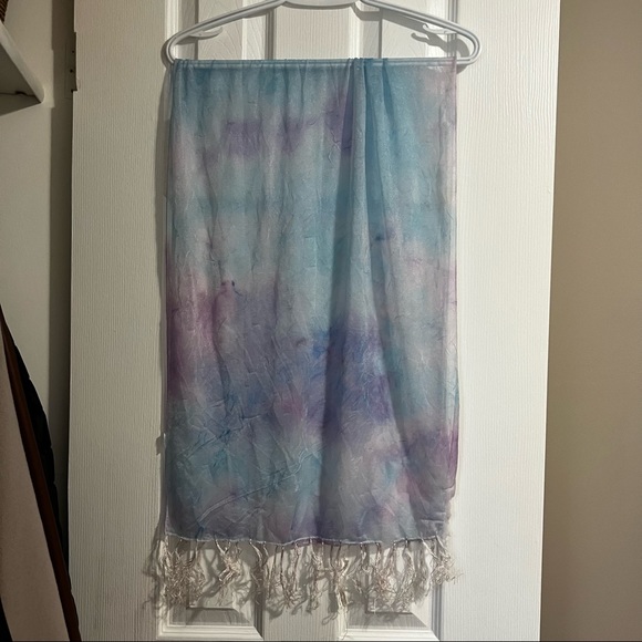3 for $15 Blue & Purple Tie Dye Sheer Scarf - Picture 2 of 4
